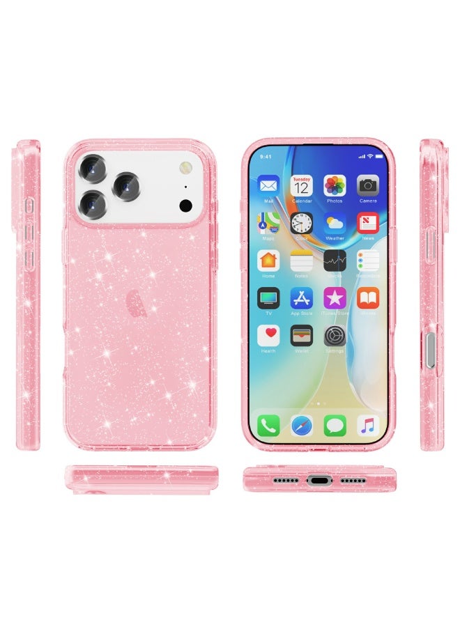 Compatible with iPhone 17 Pro Max Case Clear Glitter, Hard PC Back Shockproof Protective Bumper Cover, Sparkle Bling Sparkly Cute Slim Women Girls Phone Cases - Image 4
